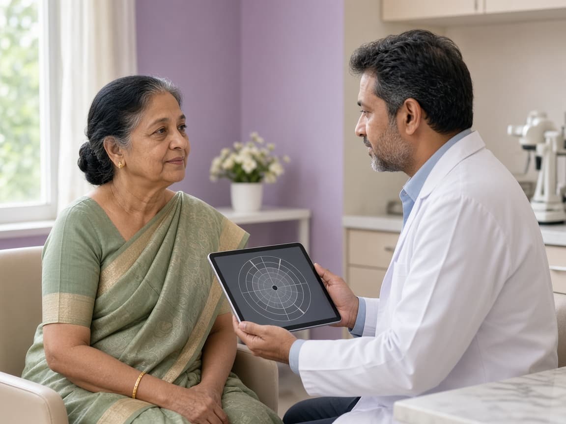 Doctor explaining an eye-care plan during consultation